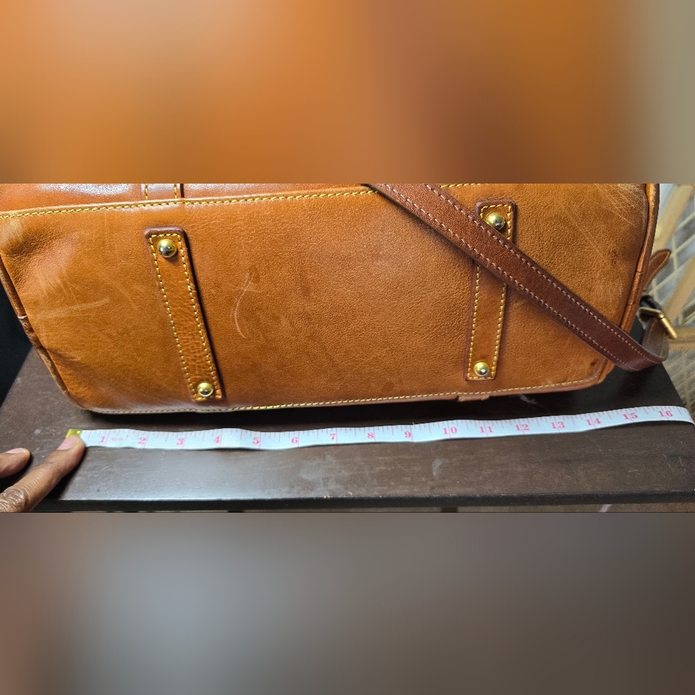 Dooney & Bourke Brown Leather Satchel with Green Interior - Picture 9 of 9